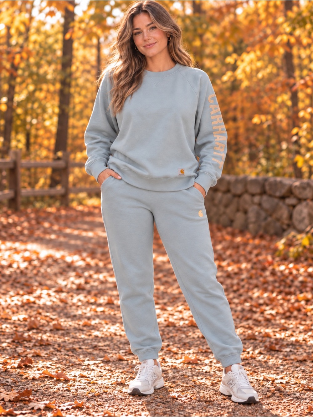 Carhartt Women's Pale Blue green Sweatshirt & Joggers Set